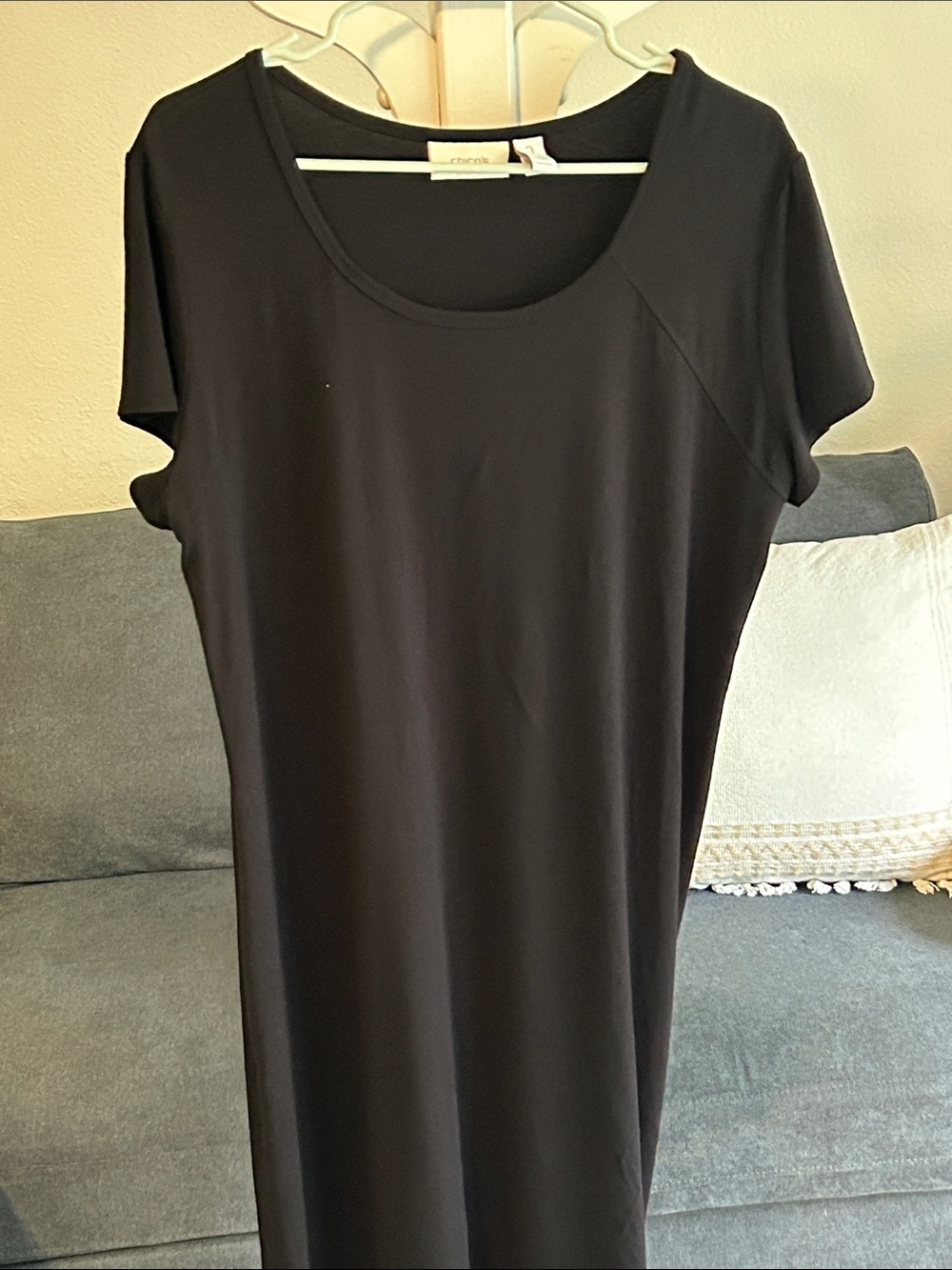 Chico's Black Midi Scoop Neck Short Sleeve Dress
